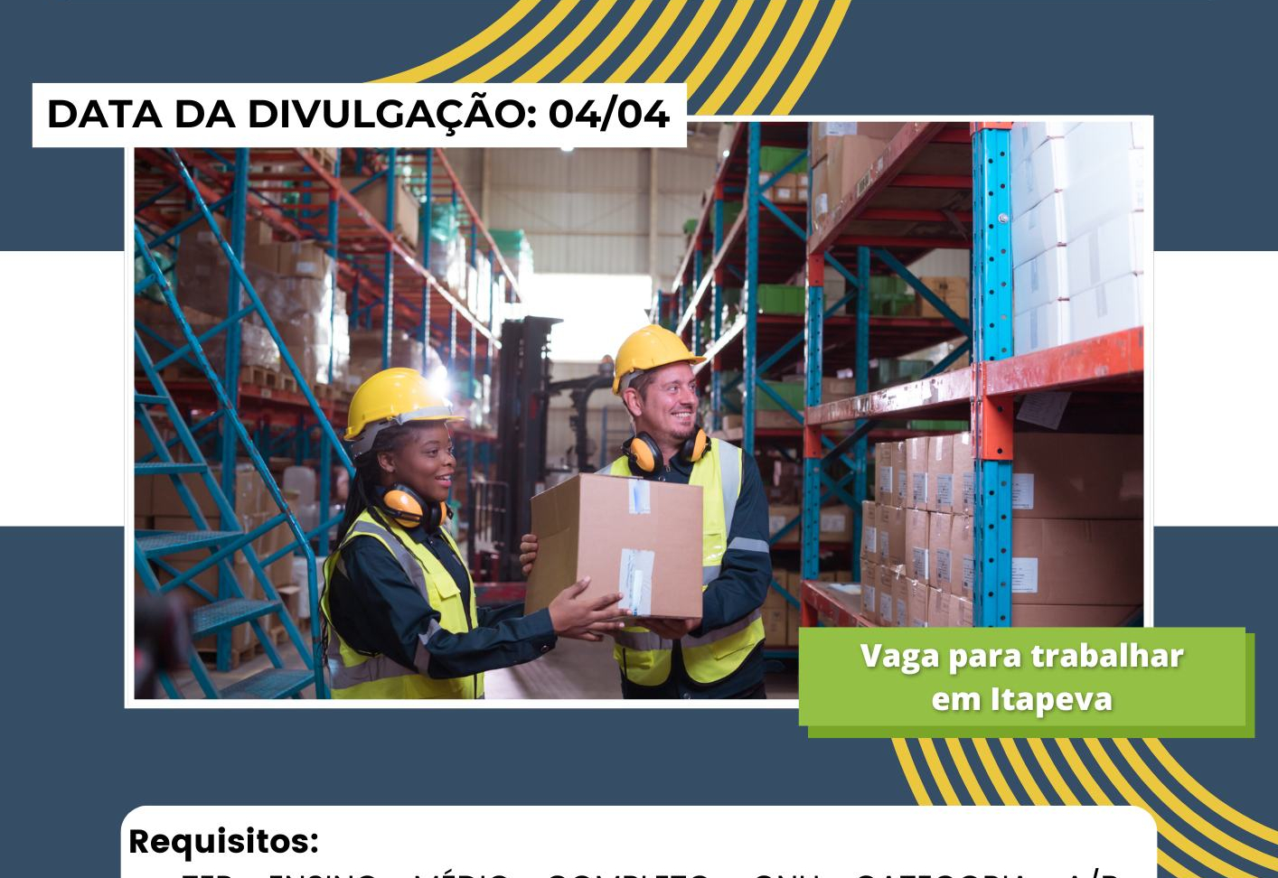 PAT divulga a abertura de nova vaga de emprego em Itapeva