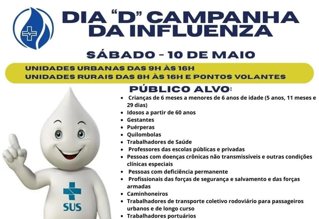 Intensificação da Campanha contra Gripe Influenza acontece neste sábado (10)