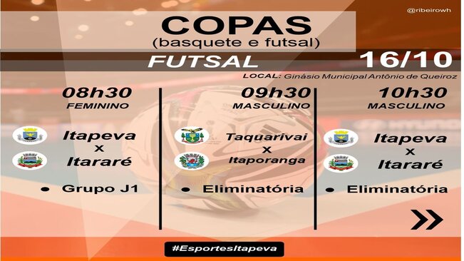 Amanhã é dia de confrontos pelas Copas de Basquete e Futsal 2021