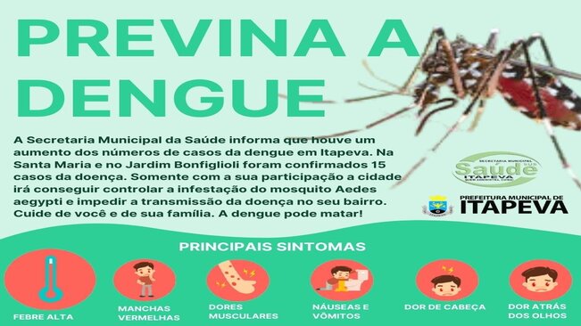 Atenção! Saúde registra 15 casos de dengue nos bairros Santa Maria e Jardim Bonfiglioli